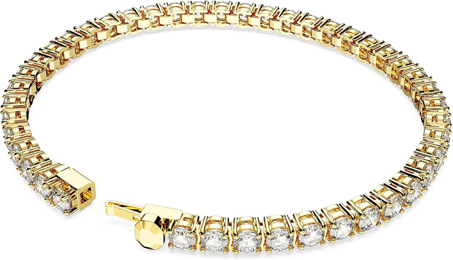 image:imageSwarovski Matrix Tennis Bracelet Round Cut Crystals Pink Blue Black Clear Rhodium GoldTone and Rose GoldTone FinishesGold Tone
