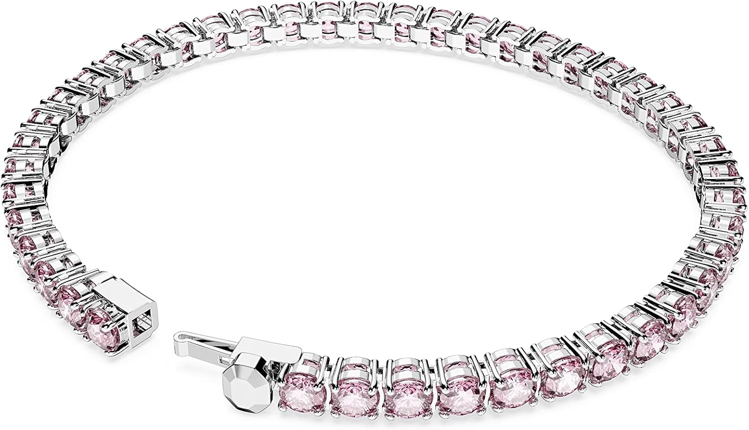image:imageSwarovski Matrix Tennis Bracelet Round Cut Crystals Pink Blue Black Clear Rhodium GoldTone and Rose GoldTone FinishesPink