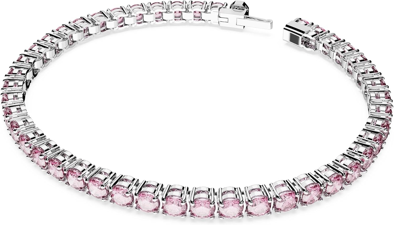 image:imageSwarovski Matrix Tennis Bracelet Round Cut Crystals Pink Blue Black Clear Rhodium GoldTone and Rose GoldTone FinishesPink Crystal