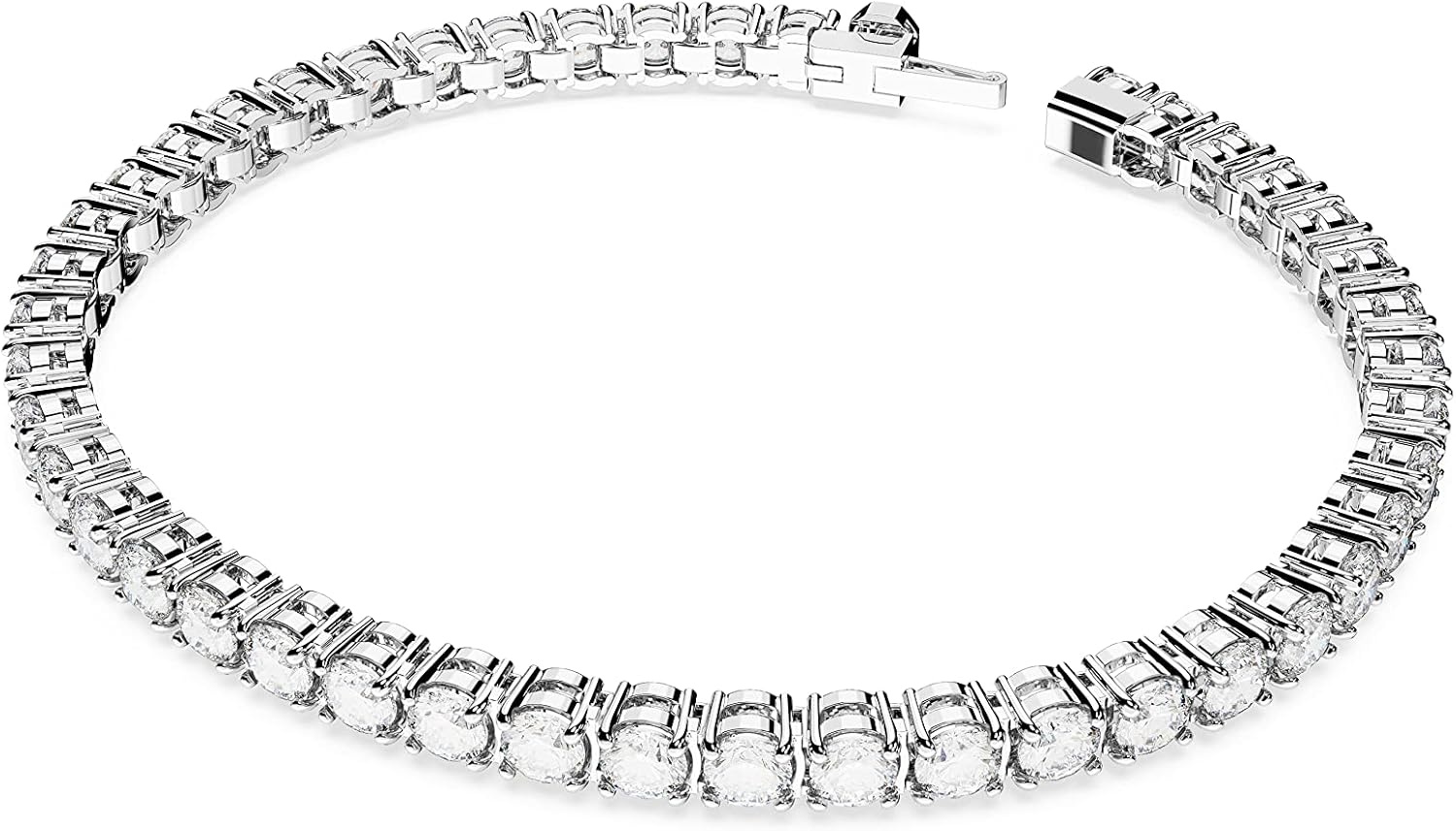 image:imageSwarovski Matrix Tennis Bracelet Round Cut Crystals Pink Blue Black Clear Rhodium GoldTone and Rose GoldTone FinishesSilver Bracelet