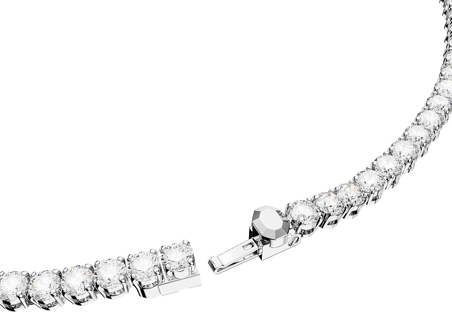 image:imageSwarovski Matrix Tennis Jewelry Set AllRound Necklace and Pierced Stud Earrings with Clear Crystals on a Rhodium Finished Setting Part of the Matrix Tennis Collection