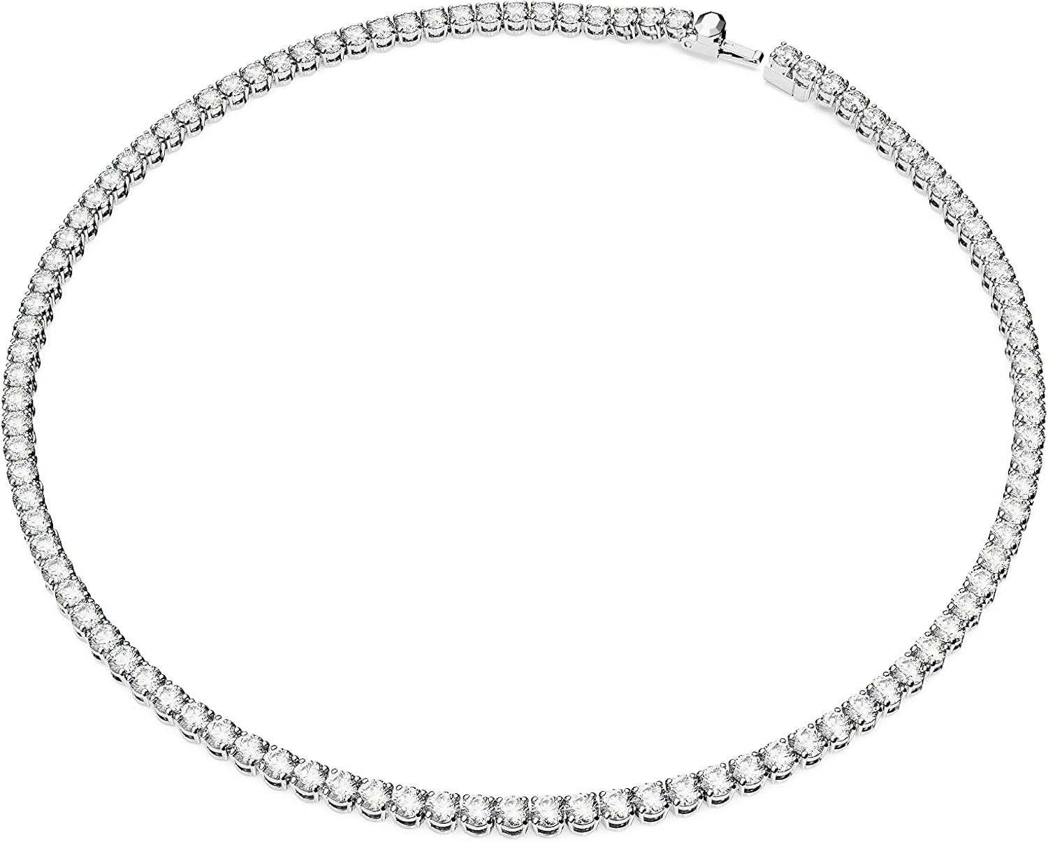image:imageSwarovski Matrix Tennis Jewelry Set AllRound Necklace and Pierced Stud Earrings with Clear Crystals on a Rhodium Finished Setting Part of the Matrix Tennis Collection