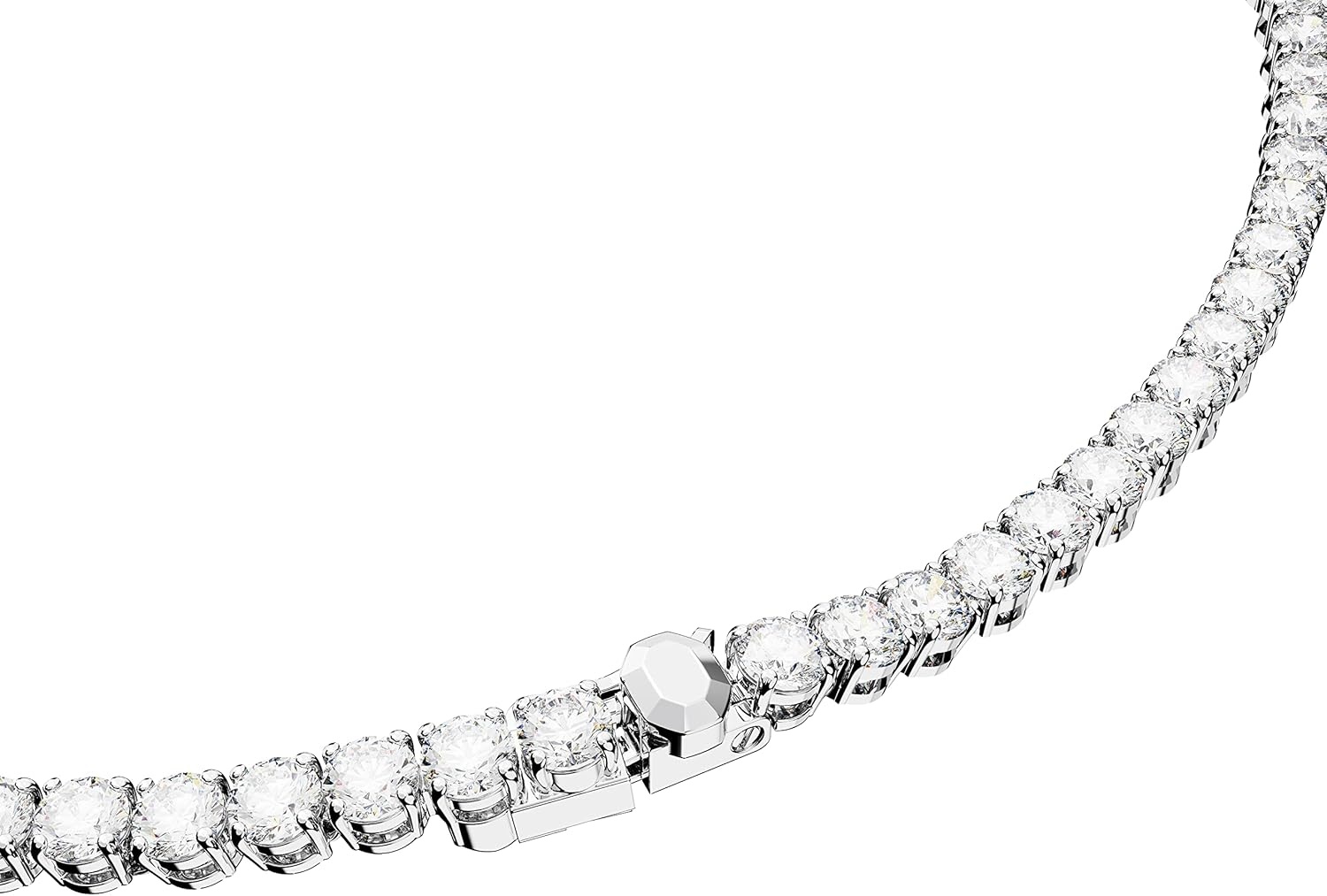 image:imageSwarovski Matrix Tennis Jewelry Set AllRound Necklace and Pierced Stud Earrings with Clear Crystals on a Rhodium Finished Setting Part of the Matrix Tennis Collection