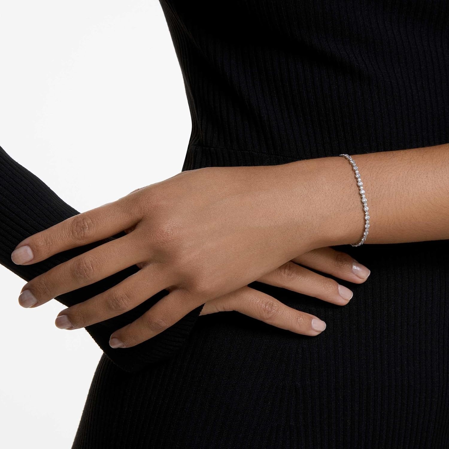 image:imageSwarovski Matrix Tennis Soft Bracelet Round Cut Clear Crystals Part of the Matrix Tennis CollectionRhodium Finish Single Strand