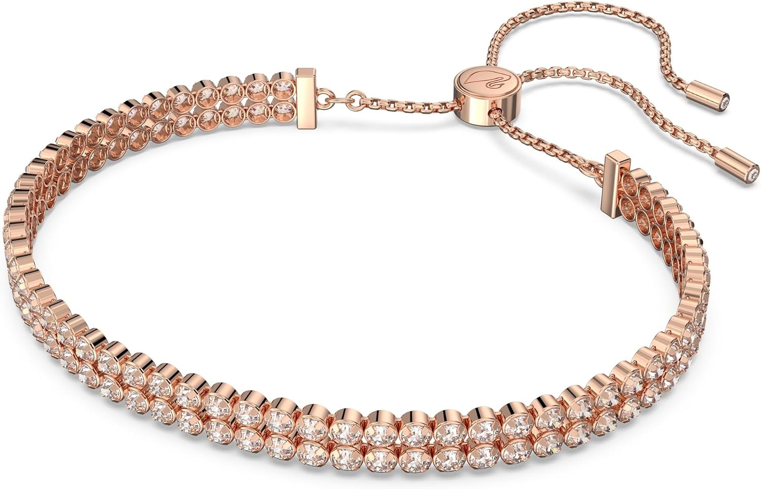 image:imageSwarovski Matrix Tennis Soft Bracelet Round Cut Clear Crystals Part of the Matrix Tennis CollectionRose GoldTone Finish Double Strand