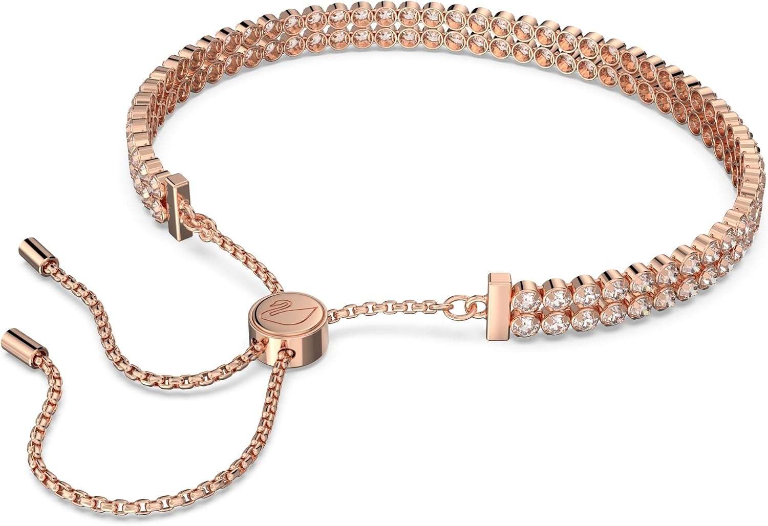 image:imageSwarovski Matrix Tennis Soft Bracelet Round Cut Clear Crystals Part of the Matrix Tennis CollectionRose GoldTone Finish Double Strand