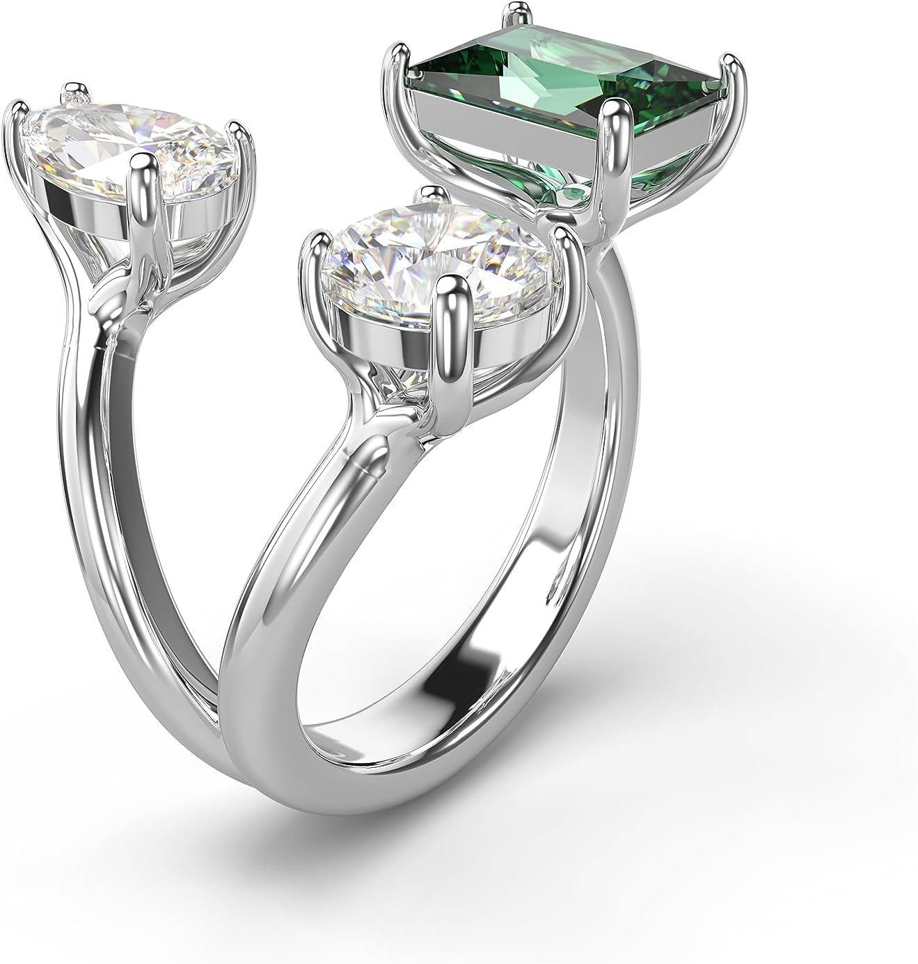 image:imageSwarovski Mesmera Open Ring Green and Clear MixedCut Stones in a SilverTone Finish Part of the Mesmera Collection8