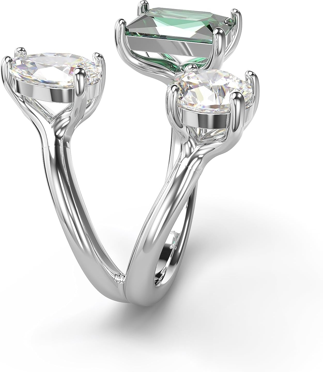 image:imageSwarovski Mesmera Open Ring Green and Clear MixedCut Stones in a SilverTone Finish Part of the Mesmera Collection9