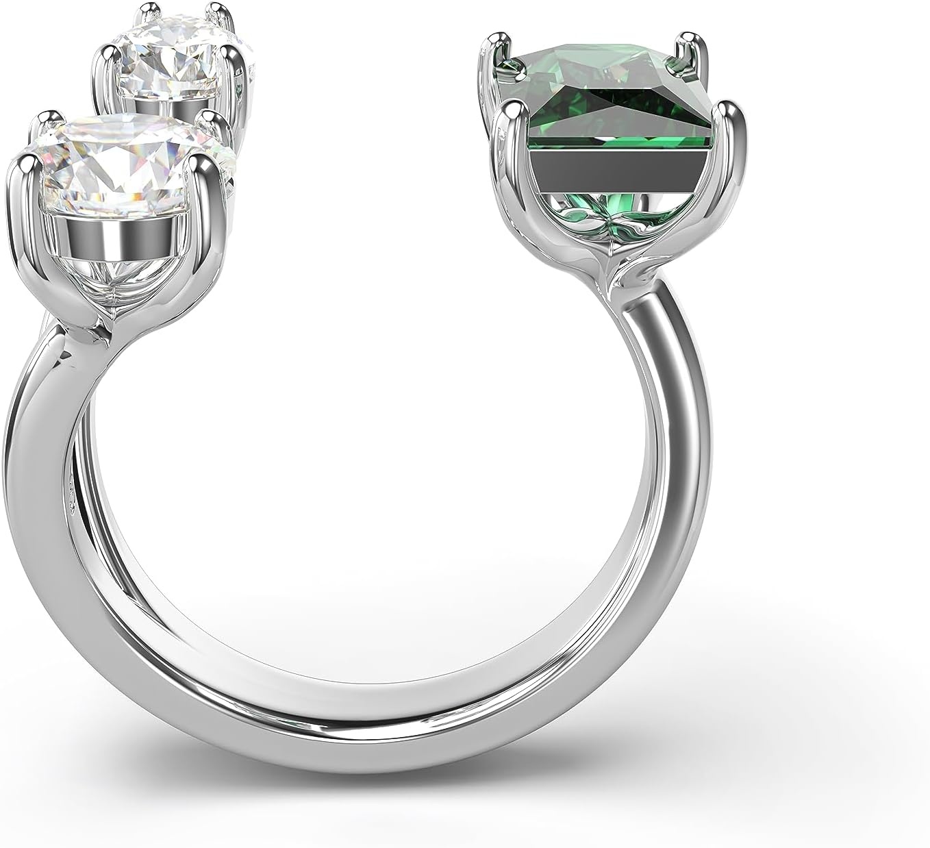 image:imageSwarovski Mesmera Open Ring Green and Clear MixedCut Stones in a SilverTone Finish Part of the Mesmera Collection9