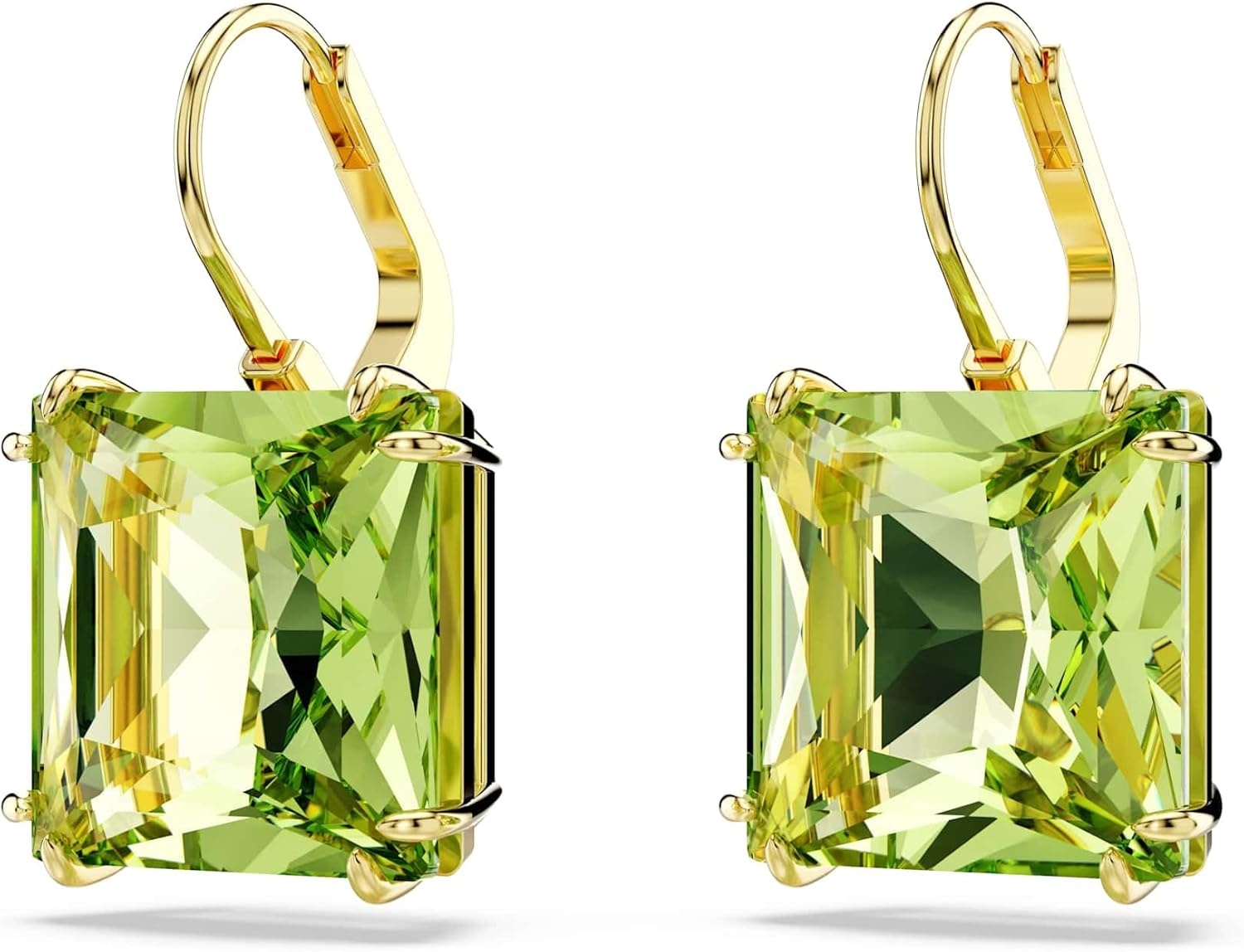 image:imageSwarovski Millenia Drop Earrings Square Cut Green Crystal Goldtone Finish