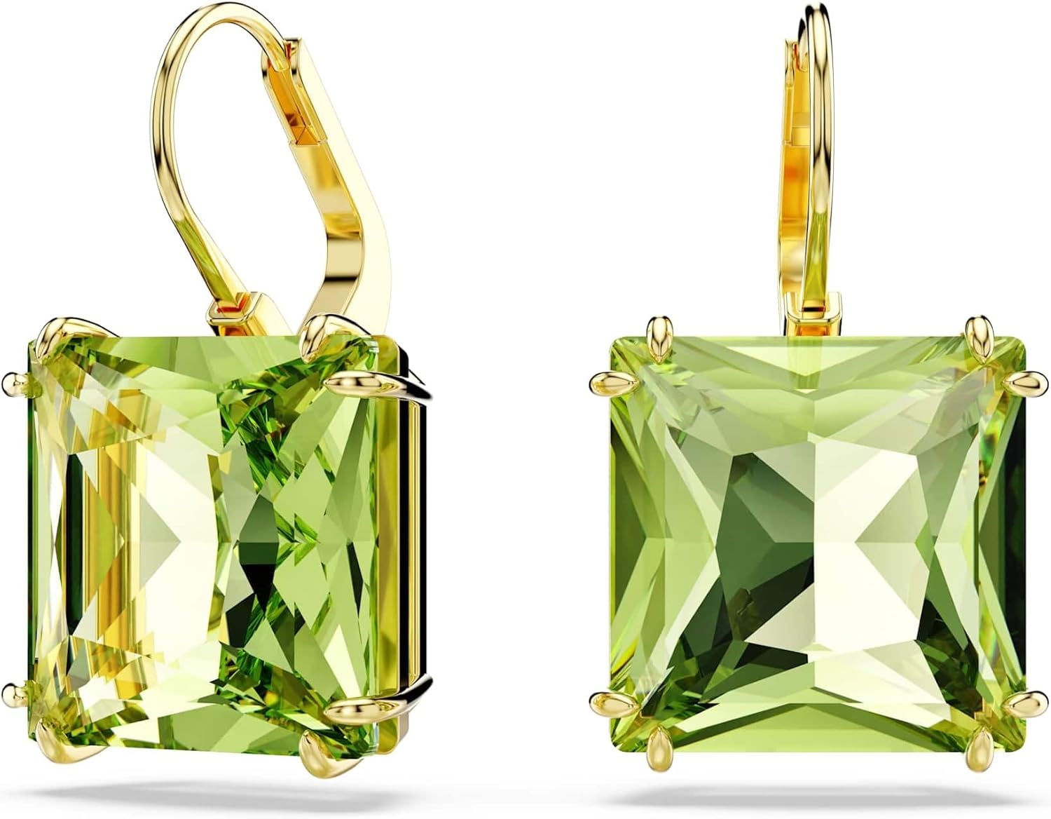 image:imageSwarovski Millenia Drop Earrings Square Cut Green Crystal Goldtone Finish