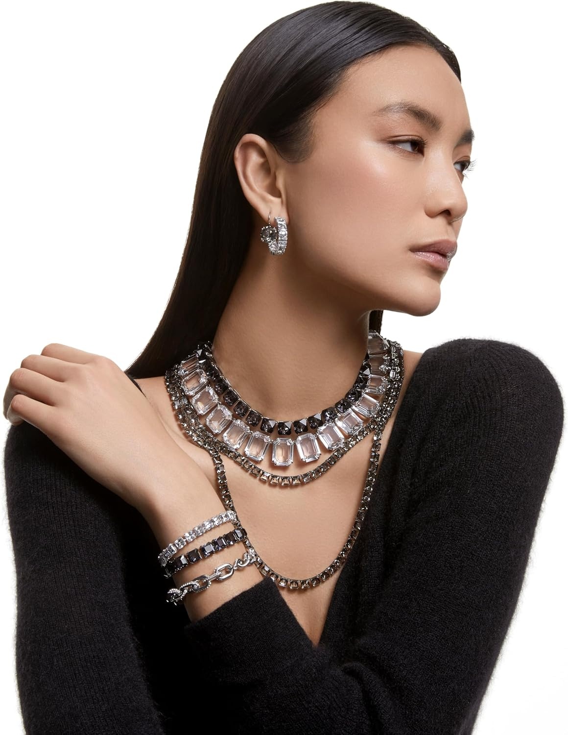 image:imageSwarovski Millenia Necklace amp Earrings Collection Clear Octagon Cut Crystal Rhodium Finish Extender Sold Separately