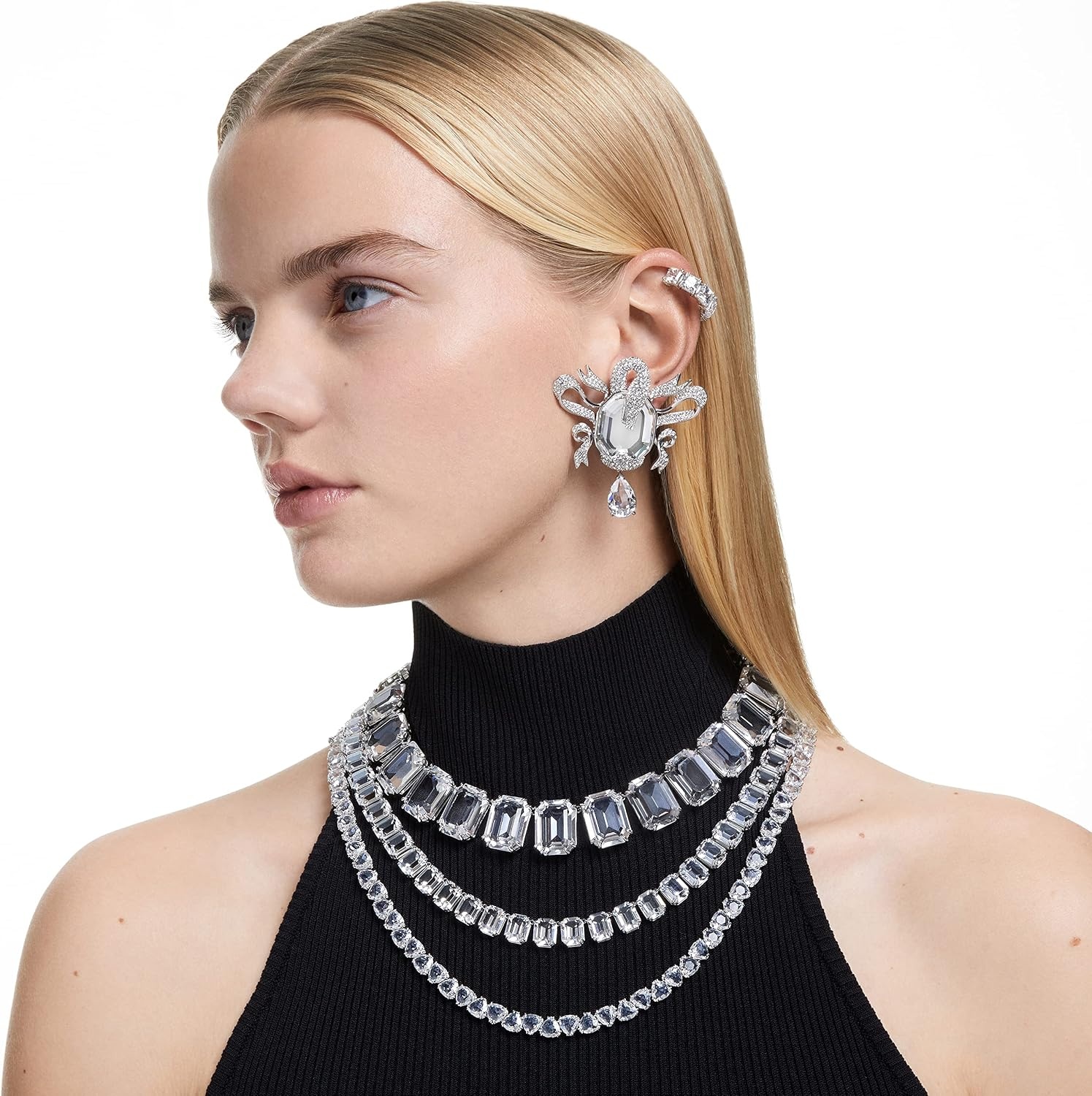 image:imageSwarovski Millenia Necklace amp Earrings Collection Clear Octagon Cut Crystal Rhodium Finish Extender Sold Separately