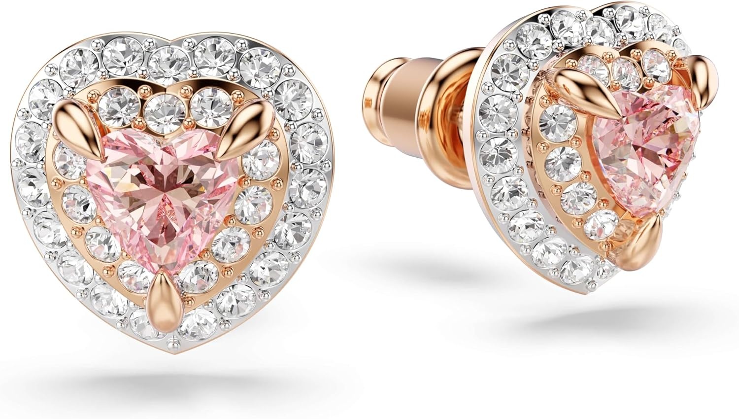 image:imageSwarovski One Stud earrings Heart cut Pav Heart Pink Mixed metal finish