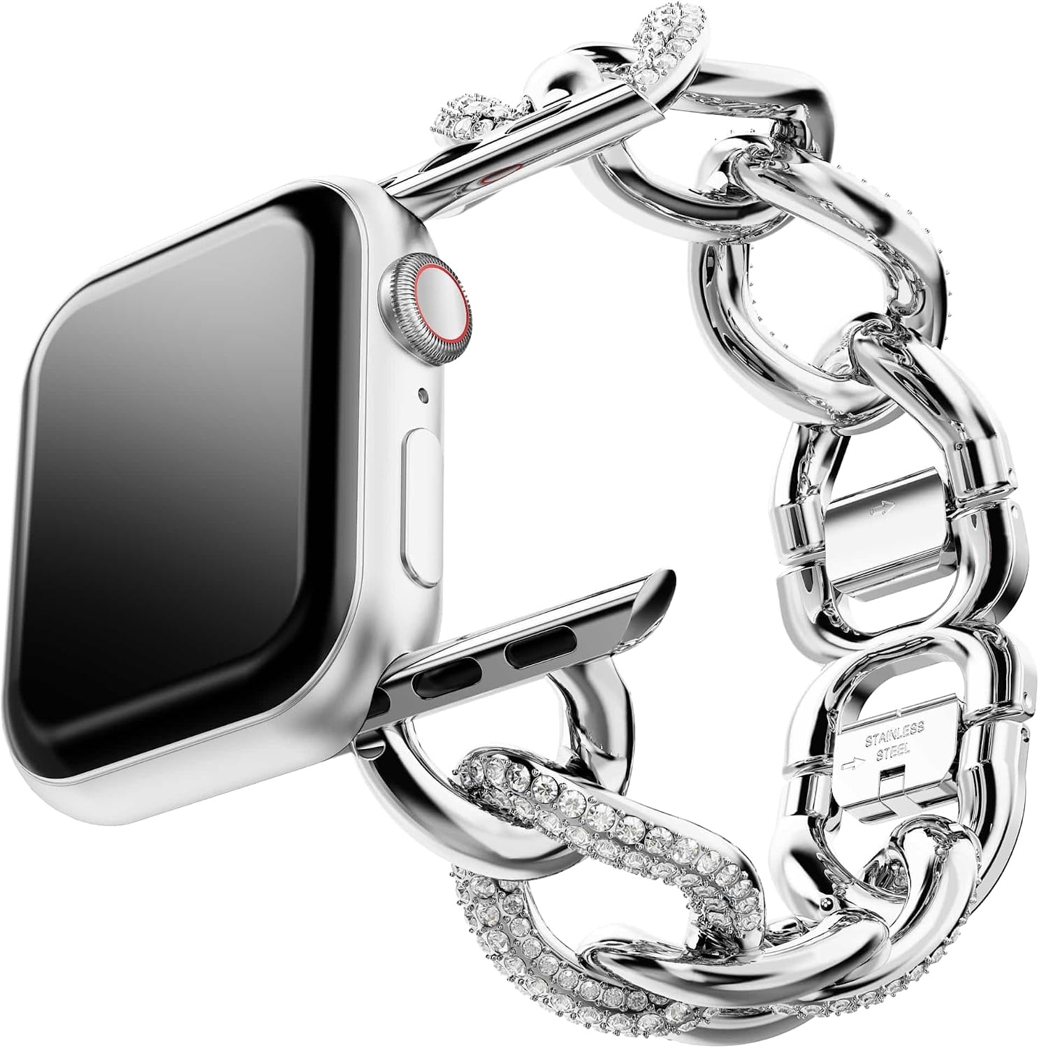 image:imageSwarovski Sparkling chain strap compatible with Apple Watch Silver tone Stainless steel