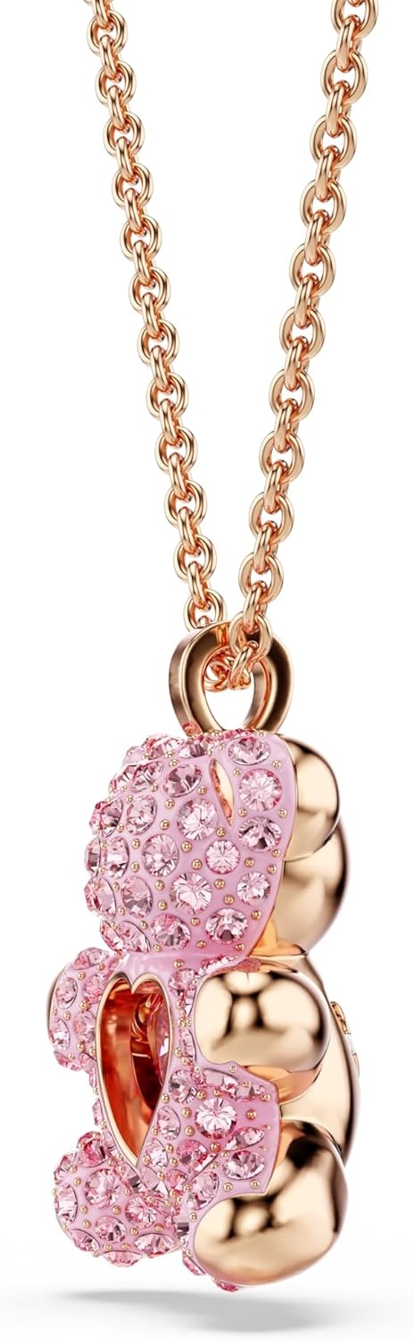 image:imageSwarovski Teddy Bear Pendant Necklace Pink Crystals Rose GoldTone Finish