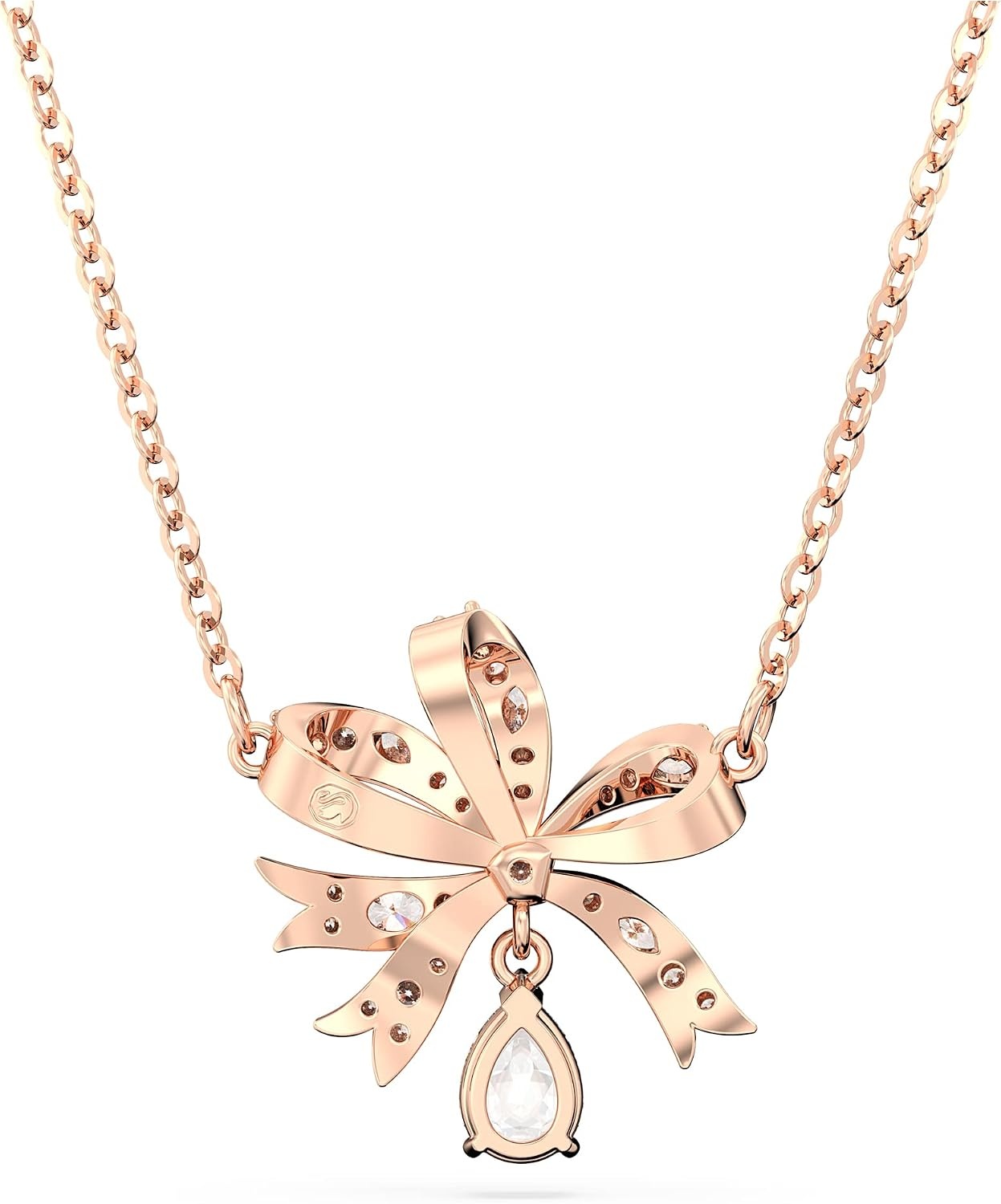 image:imageSwarovski Volta Necklace Earrings and Bracelets Jewelry Collection BowInspired Pink and Clear Crystals with RoseGold Tone FinishNecklace