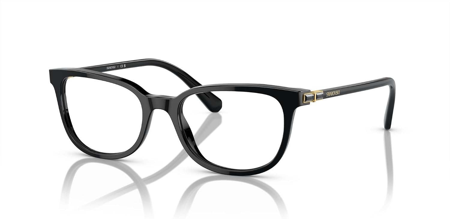 image:imageSwarovski Womens SK2003F Low Bridge Fit Rectangular Prescription Eyewear FramesBlackDemo Lens