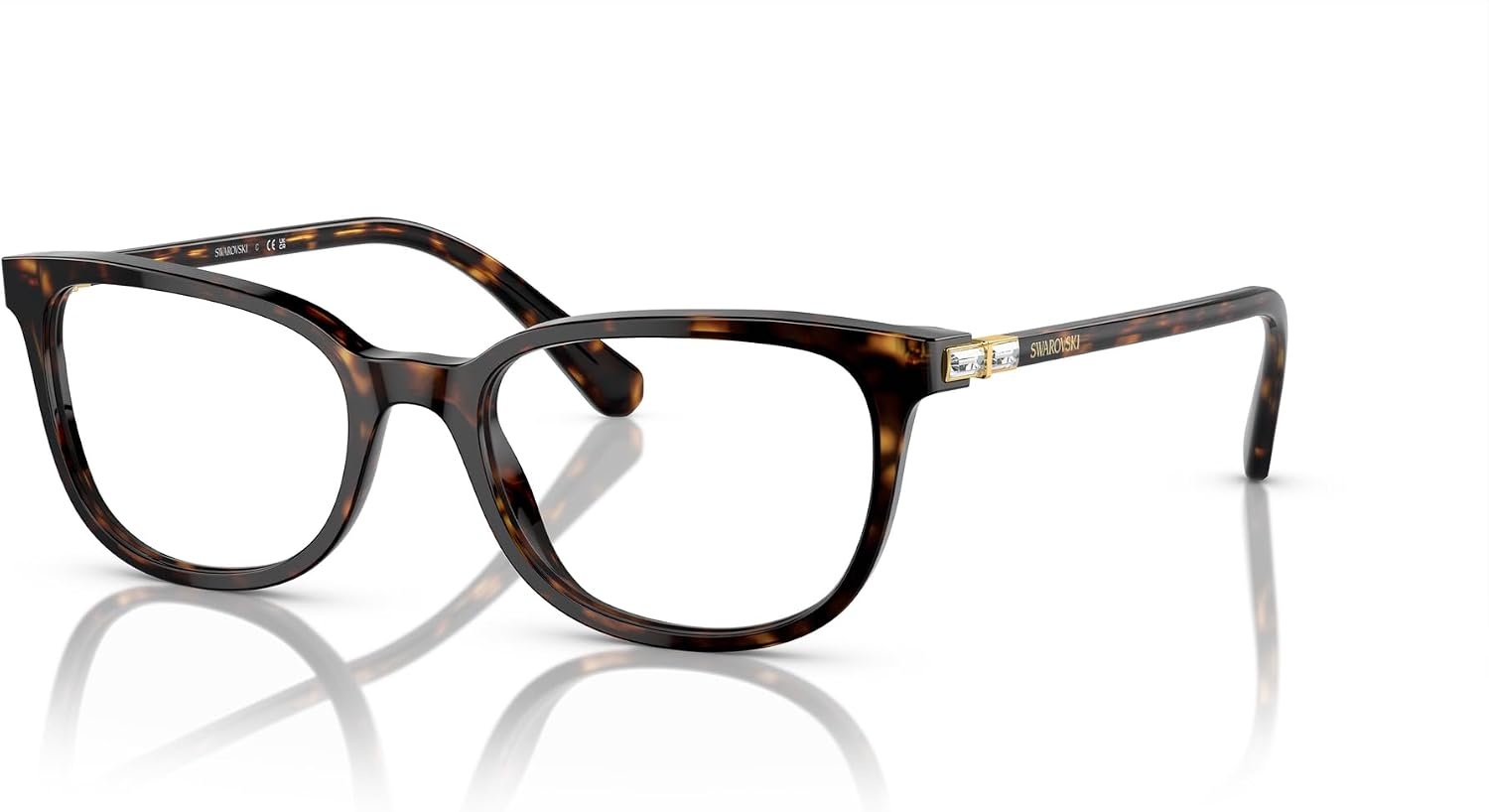 image:imageSwarovski Womens SK2003F Low Bridge Fit Rectangular Prescription Eyewear FramesHavanaDemo Lens
