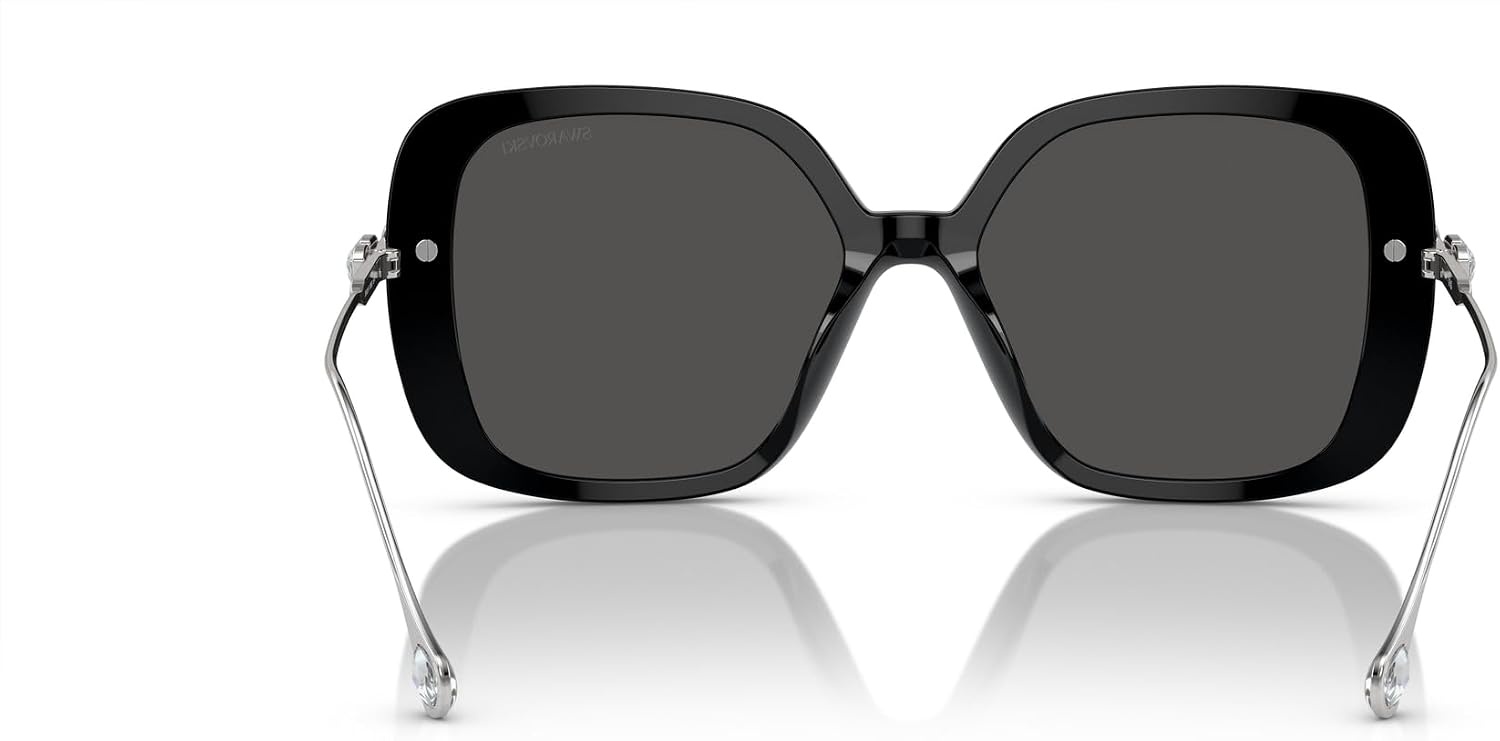 image:imageSwarovski Womens SK6011F Low Bridge Fit Square SunglassesBlackDark Grey