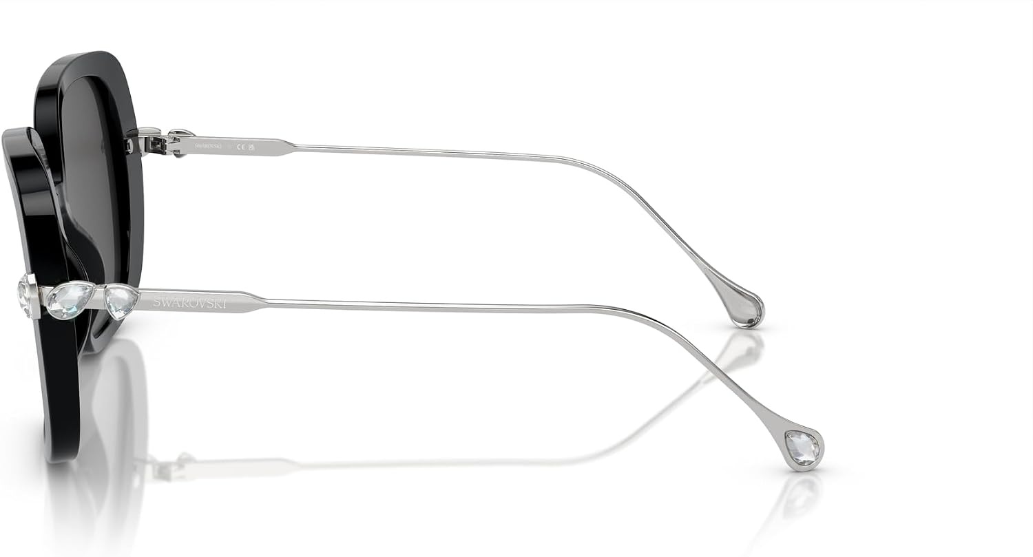 image:imageSwarovski Womens SK6011F Low Bridge Fit Square SunglassesBlackDark Grey