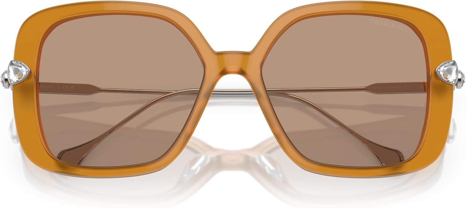image:imageSwarovski Womens SK6011F Low Bridge Fit Square SunglassesBrownLight Brown
