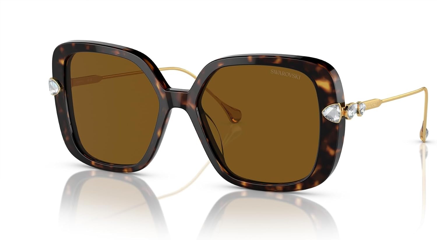 image:imageSwarovski Womens SK6011F Low Bridge Fit Square SunglassesHavanaPolarized Brown