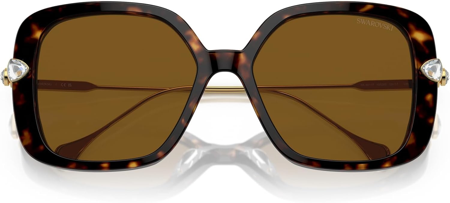 image:imageSwarovski Womens SK6011F Low Bridge Fit Square SunglassesHavanaPolarized Brown