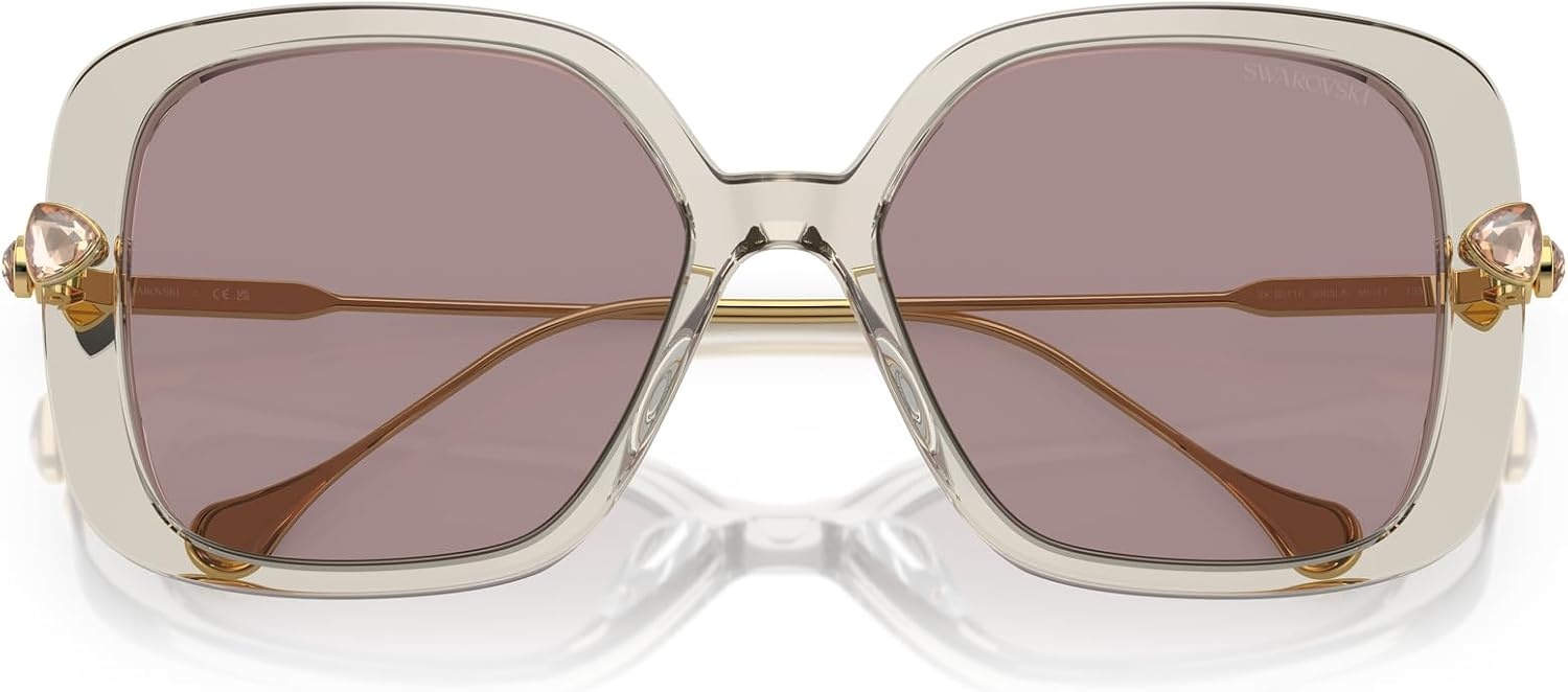 image:imageSwarovski Womens SK6011F Low Bridge Fit Square SunglassesTransparent Light BrownViolet