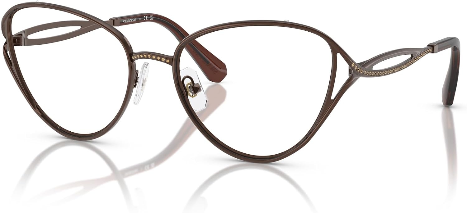image:imageSwarovski Womens Sk1017 Cat Eye Prescription Eyewear FramesBrownDemo Lens