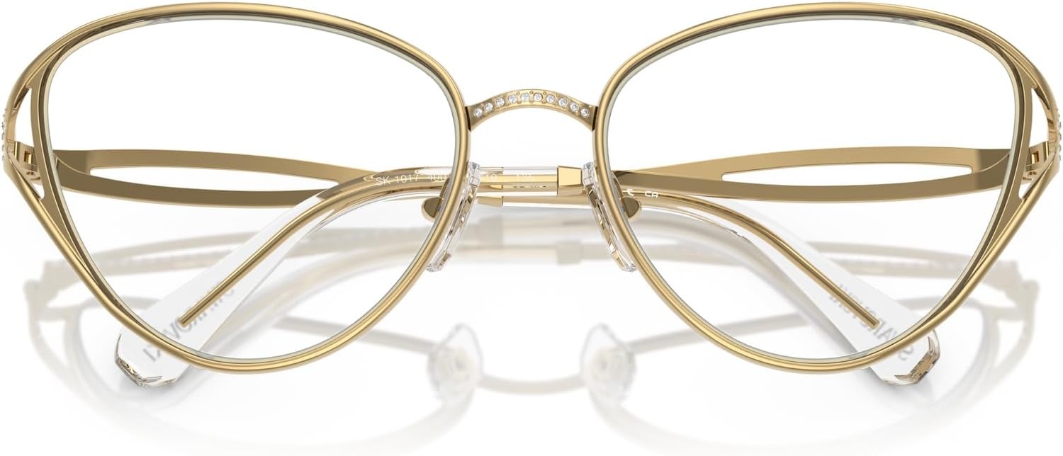 image:imageSwarovski Womens Sk1017 Cat Eye Prescription Eyewear FramesGoldDemo Lens