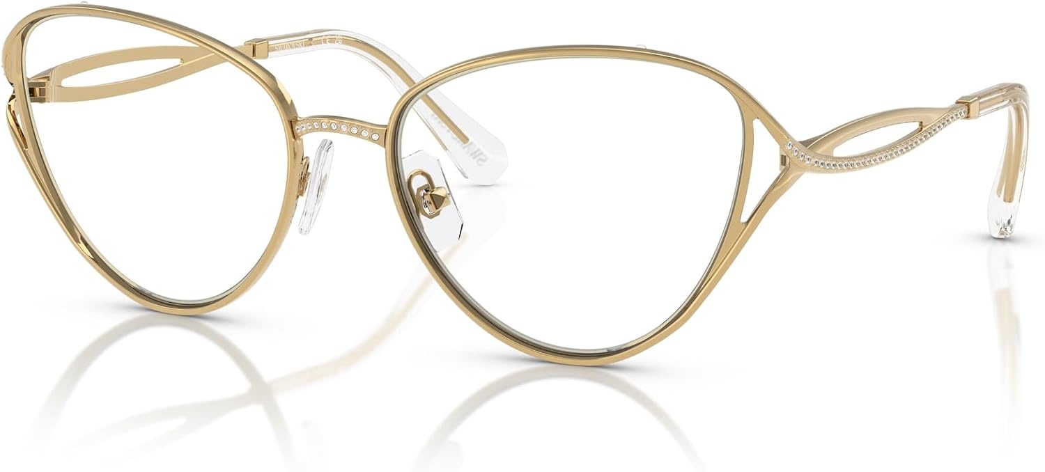 image:imageSwarovski Womens Sk1017 Cat Eye Prescription Eyewear FramesGoldDemo Lens