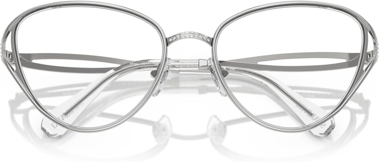 image:imageSwarovski Womens Sk1017 Cat Eye Prescription Eyewear FramesSilverDemo Lens