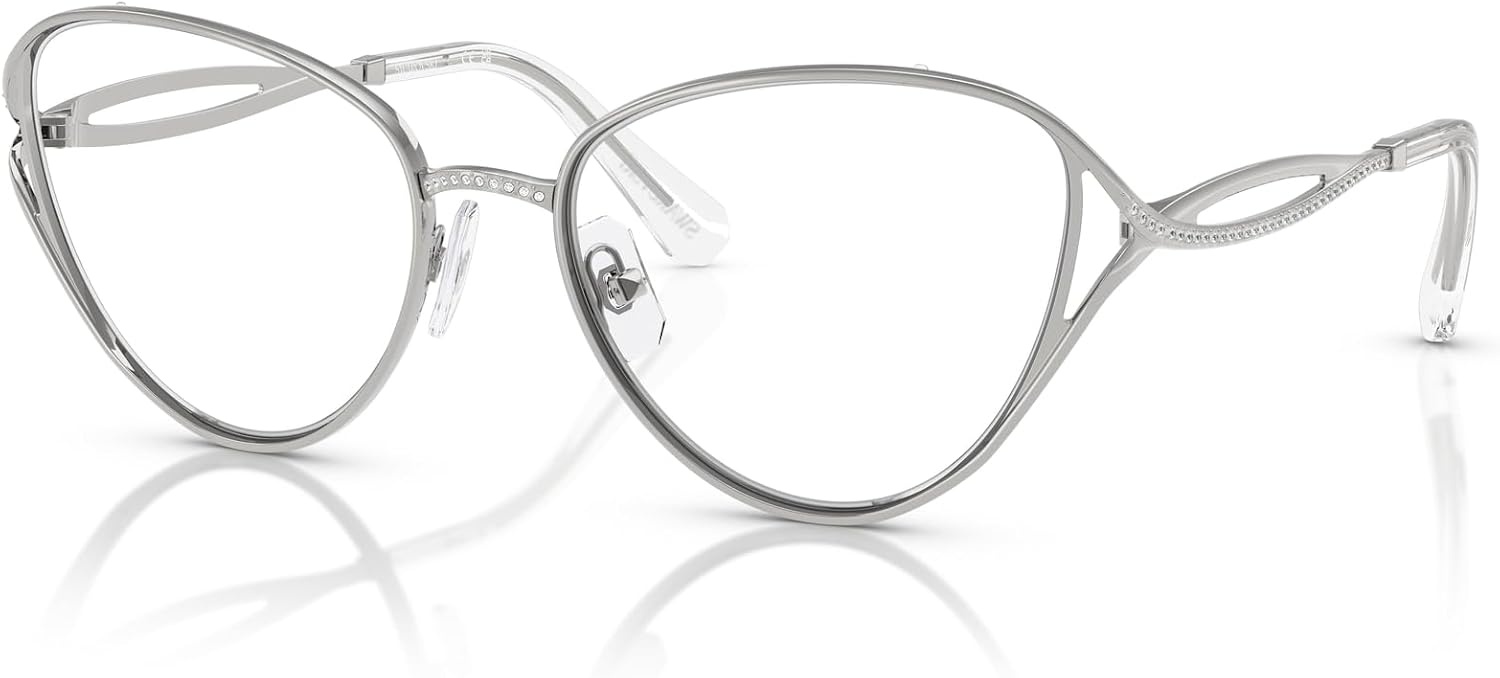 image:imageSwarovski Womens Sk1017 Cat Eye Prescription Eyewear FramesSilverDemo Lens