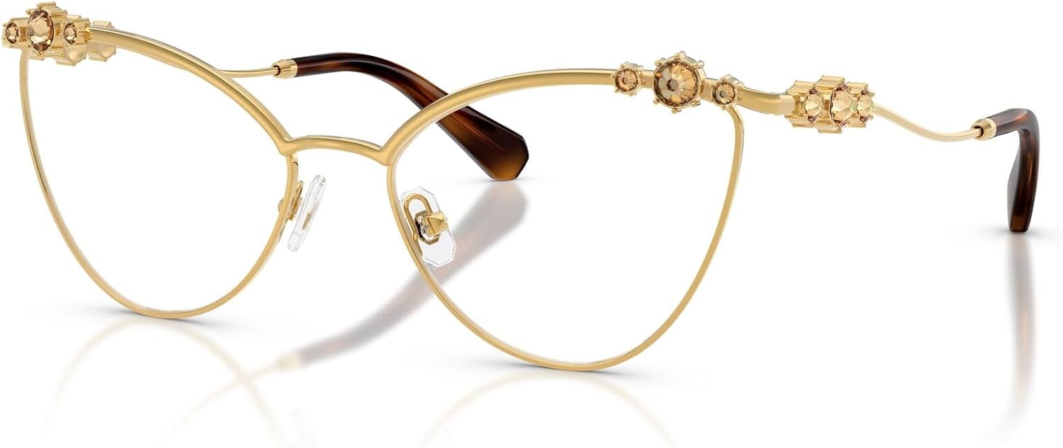 image:imageSwarovski Womens Sk1033 Cat Eye Prescription Eyewear FramesDark GoldDemo Lens