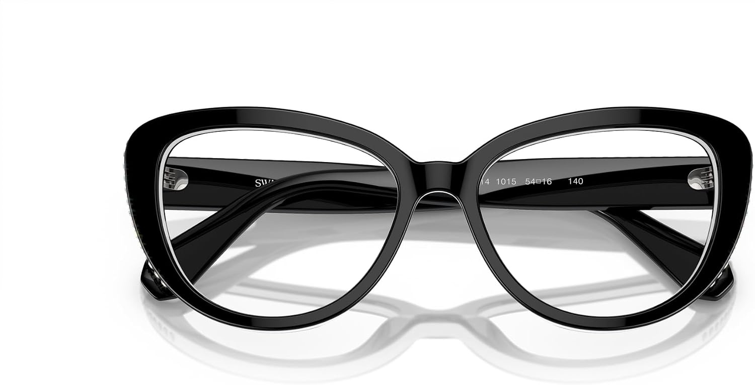 image:imageSwarovski Womens Sk2014 Cat Eye Prescription Eyewear FramesBlackWhiteDemo Lens