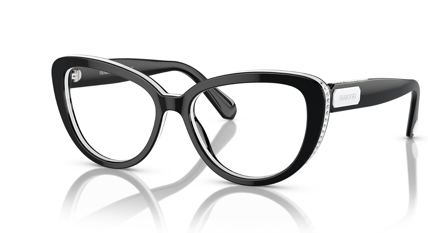 image:imageSwarovski Womens Sk2014 Cat Eye Prescription Eyewear FramesBlackWhiteDemo Lens