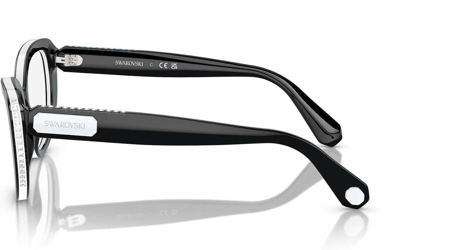 image:imageSwarovski Womens Sk2014 Cat Eye Prescription Eyewear FramesBlackWhiteDemo Lens