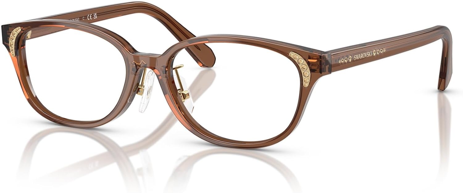 image:imageSwarovski Womens Sk2040d Oval Prescription Eyewear FramesTransparent BrownDemo Lens