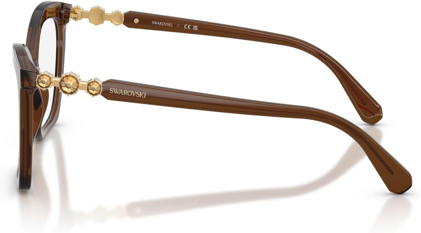image:imageSwarovski Womens Sk2053f Low Bridge Fit Cat Eye Prescription Eyewear FramesTransparent BrownDemo Lens