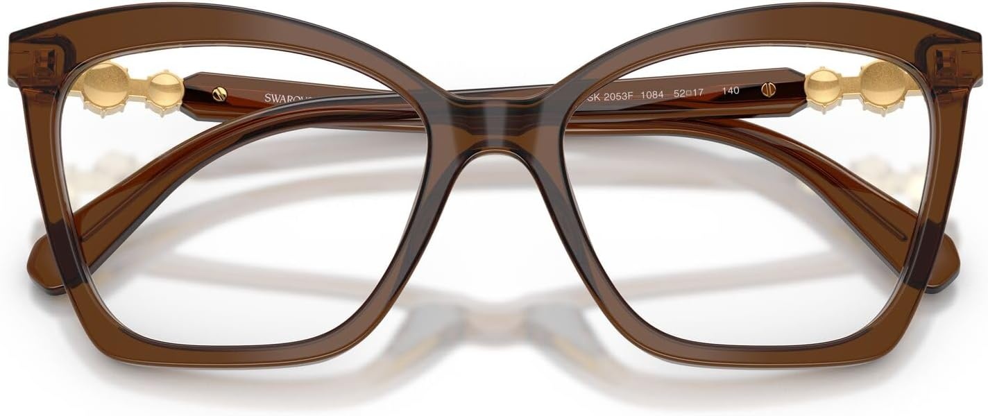 image:imageSwarovski Womens Sk2053f Low Bridge Fit Cat Eye Prescription Eyewear FramesTransparent BrownDemo Lens