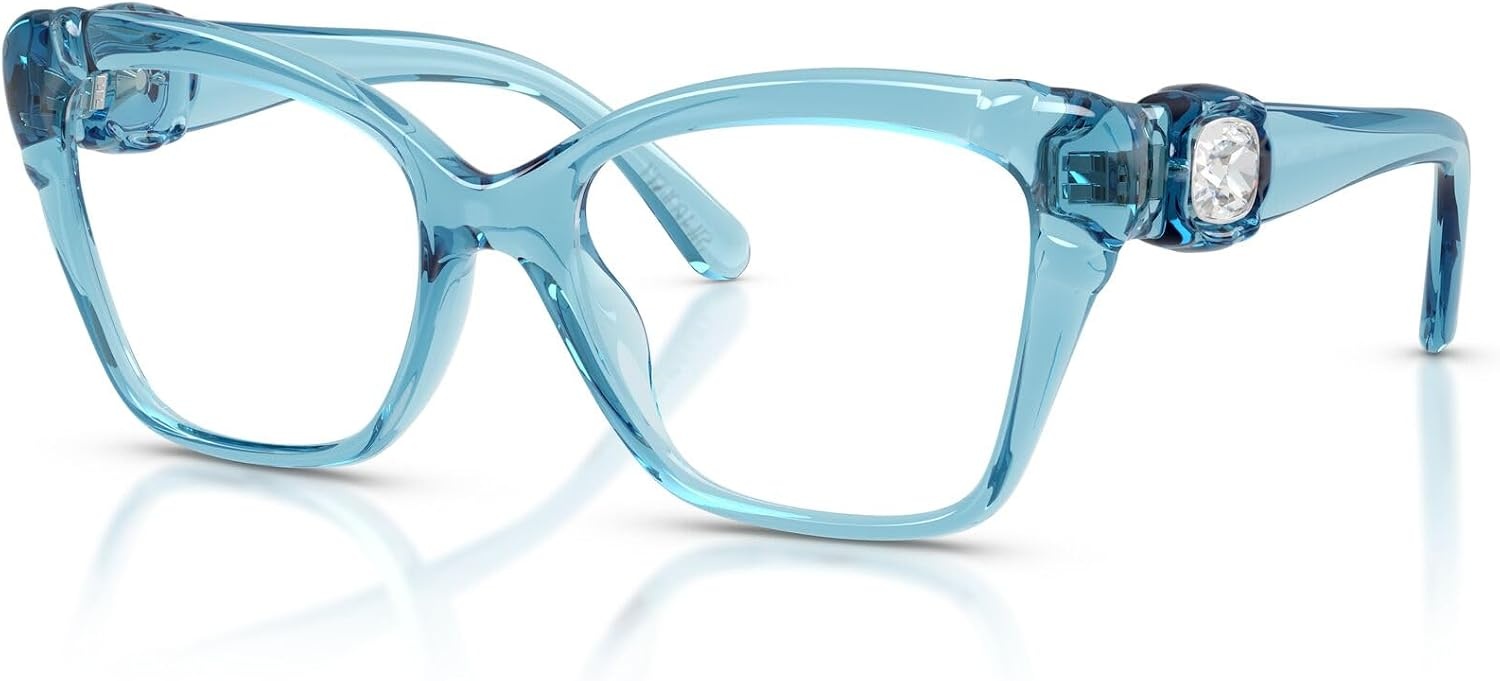 image:imageSwarovski Womens Sk2056u Universal Fit Cat Eye Prescription Eyewear FramesTransparent Light BlueDemo Lens