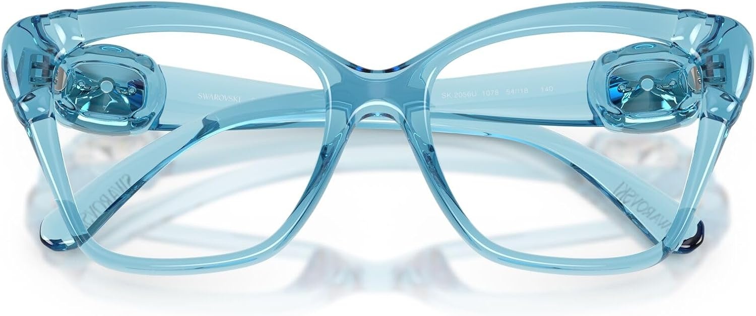 image:imageSwarovski Womens Sk2056u Universal Fit Cat Eye Prescription Eyewear FramesTransparent Light BlueDemo Lens