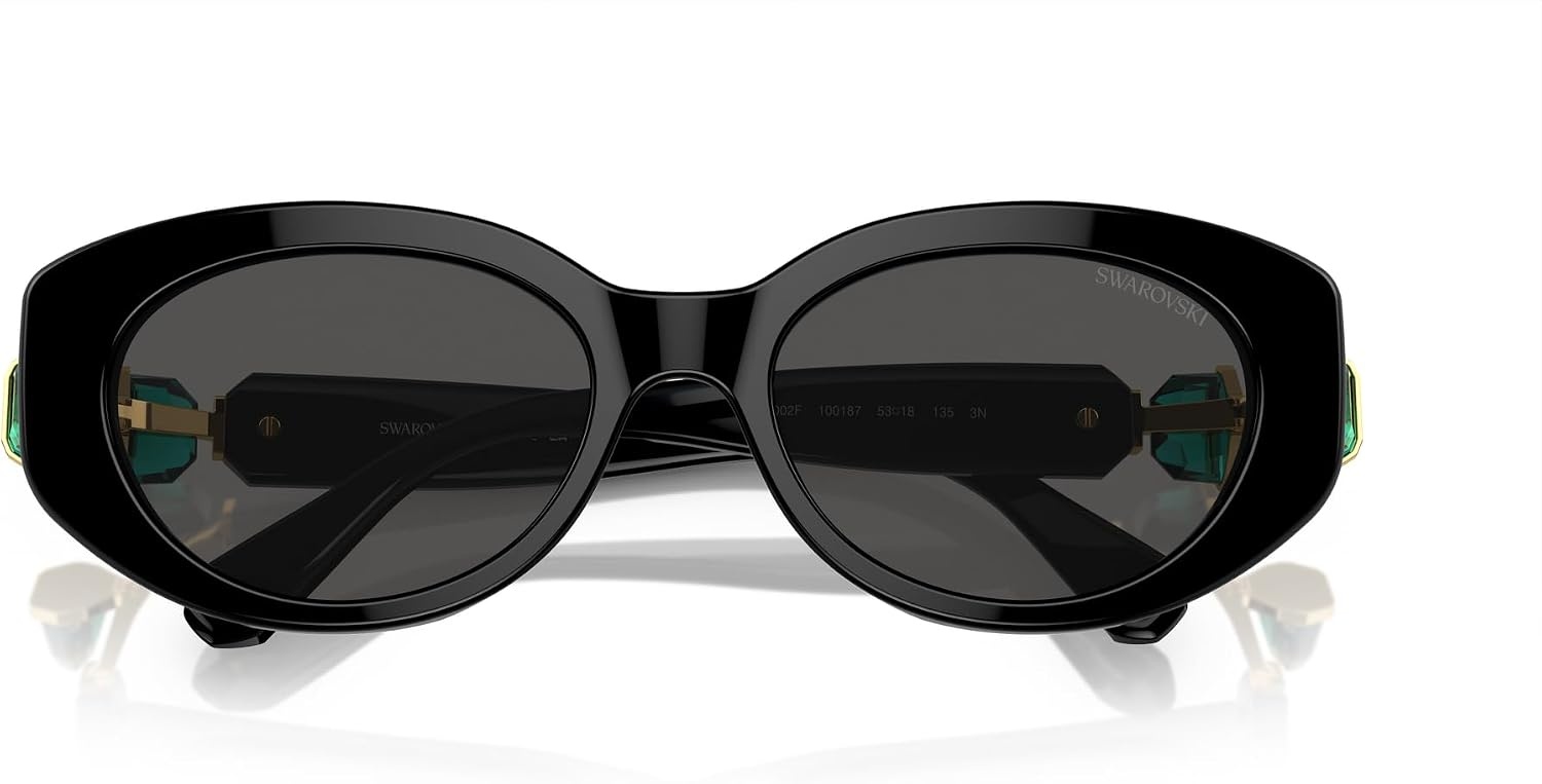 image:imageSwarovski Womens Sk6002f Low Bridge Fit Oval SunglassesBlackDark Grey