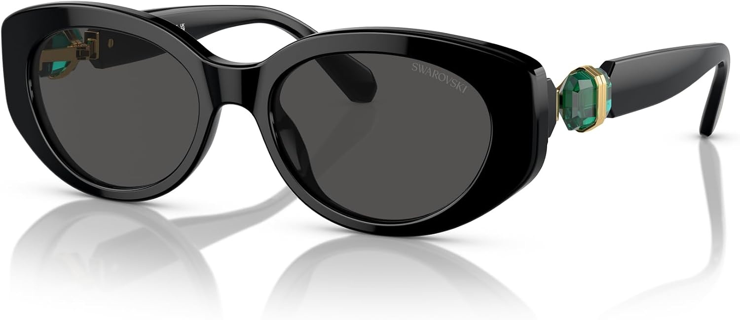 image:imageSwarovski Womens Sk6002f Low Bridge Fit Oval SunglassesBlackDark Grey