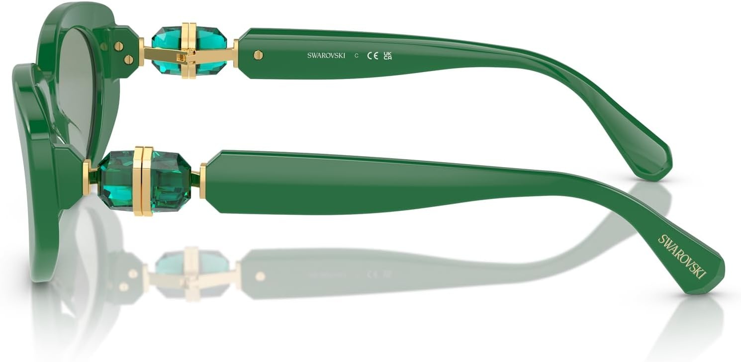 image:imageSwarovski Womens Sk6002f Low Bridge Fit Oval SunglassesDark GreenAzure Internal Mirrored Silver