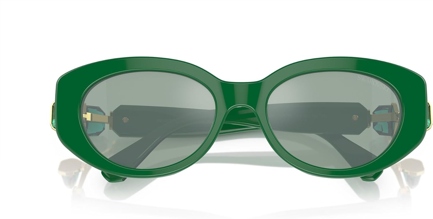 image:imageSwarovski Womens Sk6002f Low Bridge Fit Oval SunglassesDark GreenAzure Internal Mirrored Silver