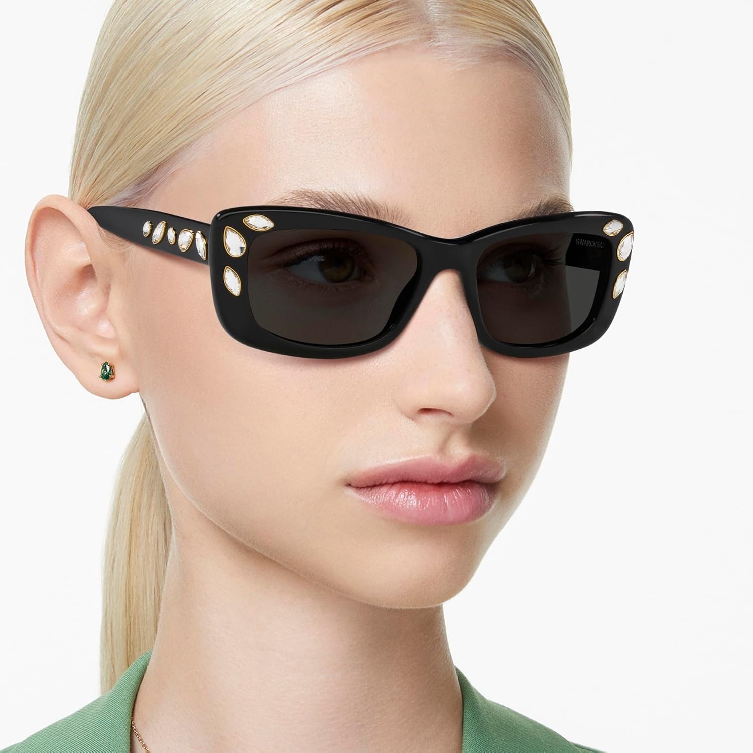 image:imageSwarovski Womens Sk6008 Square SunglassesBlackDark Grey