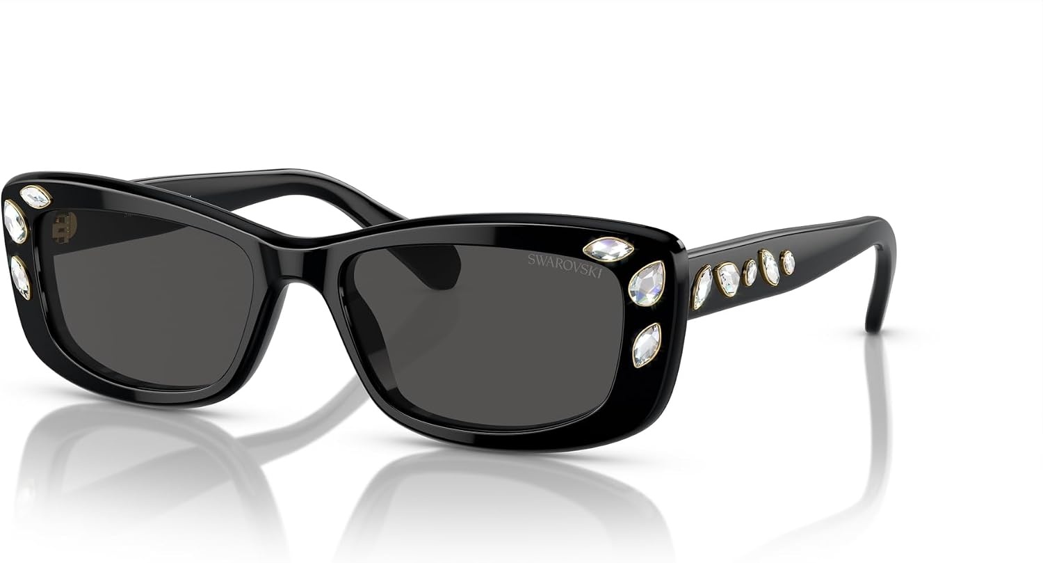 image:imageSwarovski Womens Sk6008 Square SunglassesBlackDark Grey