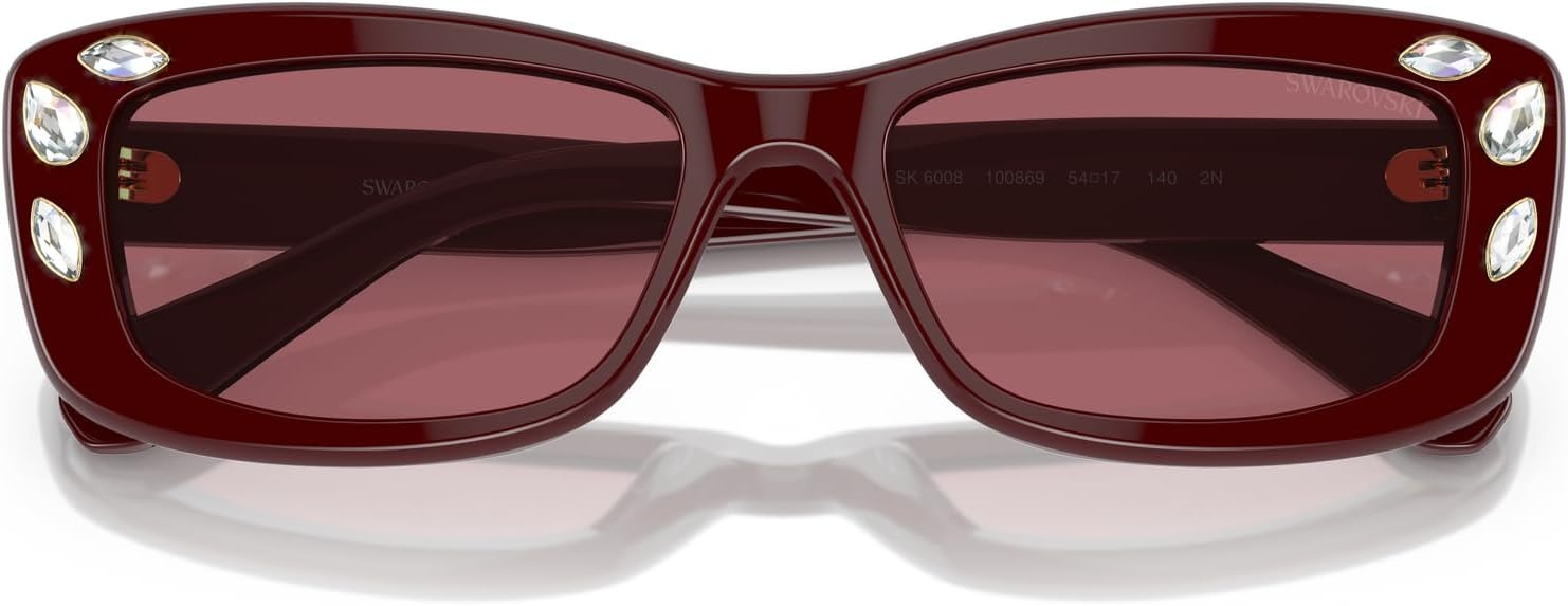 image:imageSwarovski Womens Sk6008 Square SunglassesBurgundyGreen